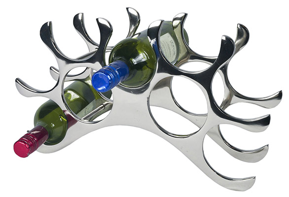 Aluminium Bottle Wine Holder Nickel Finish Alternate Design